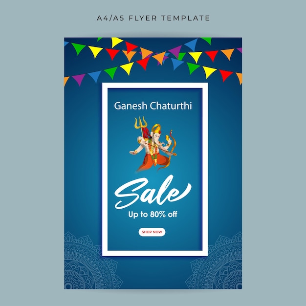 Vetor ilustração vetorial do modelo a4 de maquete de feed de história de mídia social happy ganesh chaturthi sale