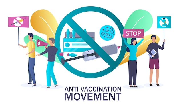 Ilustração vetorial do modelo de cartaz do movimento anti-vacinação