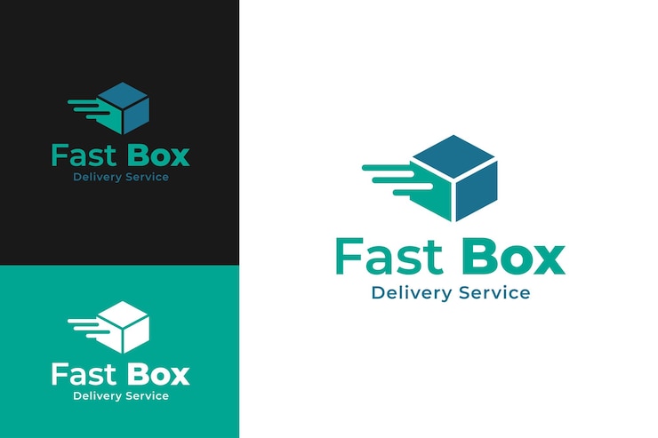 Vetor ilustração vetorial do modelo de design do logotipo da caixa rápida para o serviço de entrega
