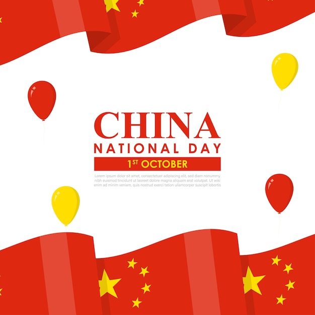 Ilustração vetorial do modelo de feed de mídia social do dia nacional da china