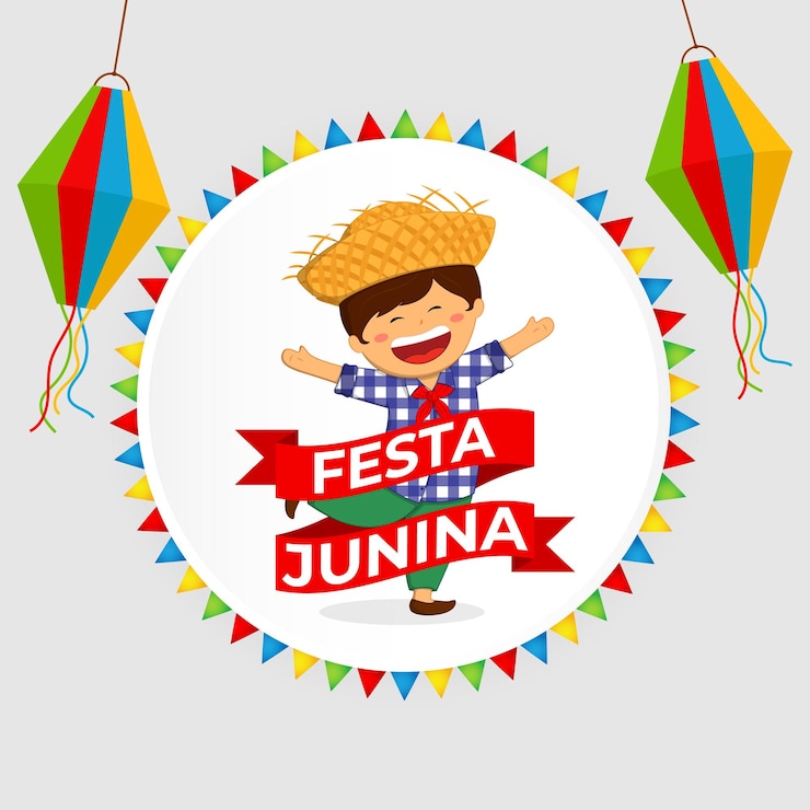 Vetor ilustração vetorial do modelo de feed de mídia social festa junina