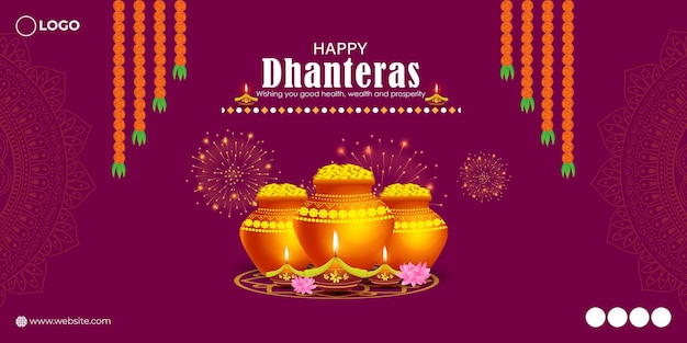 Ilustração vetorial do modelo de feed de mídia social Happy Dhanteras