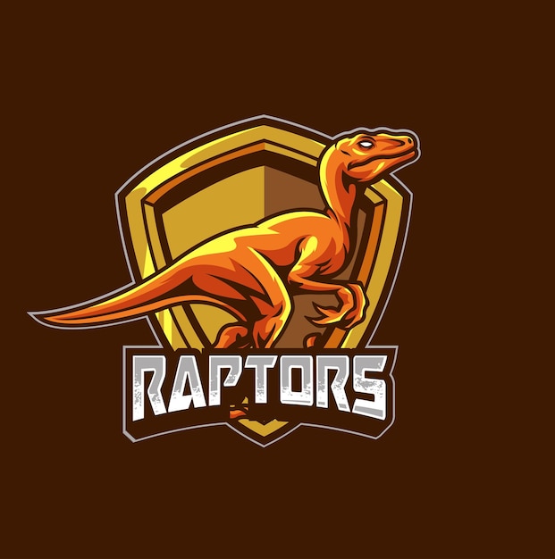 Ilustração vetorial do modelo de logotipo de mascote de dinossauro raptors para equipe esportiva e equipe de jogos