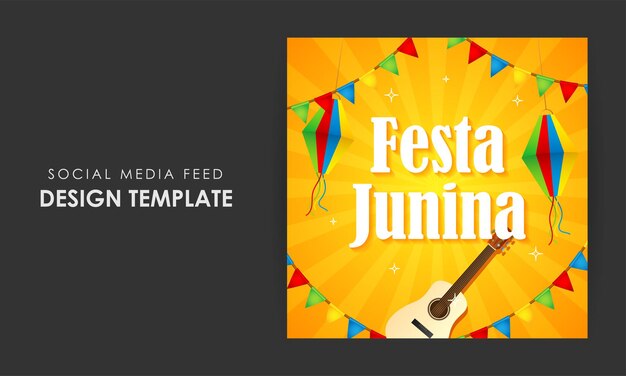 Ilustração vetorial do modelo de maquete de feed de história de mídia social da Festa Junina