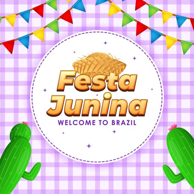 Vetor ilustração vetorial do modelo de maquete de feed de história de mídia social da festa junina