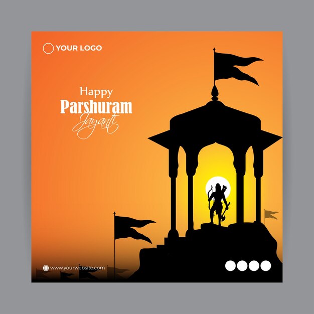 Ilustração vetorial do modelo de maquete de feed de história de mídia social happy lord parshuram jayanti