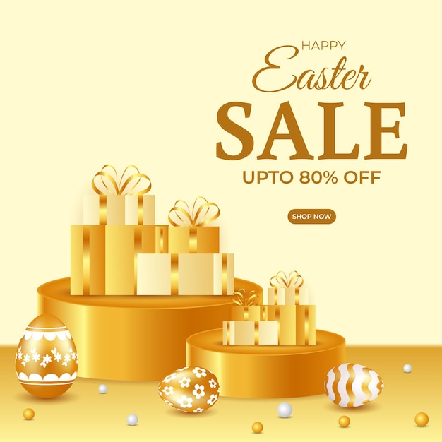 Ilustração vetorial do modelo de mídia social Happy Easter Sale