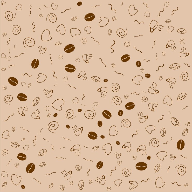 Vetor ilustração vetorial do padrão de grãos de café, incluindo sem costura no esboço de fundo creme de café