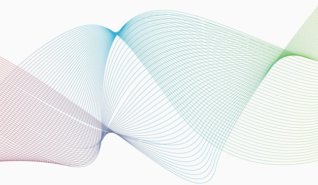 Vetor ilustração vetorial do padrão de onda fluindo do gradiente azul roxo de linhas fundo abstrato