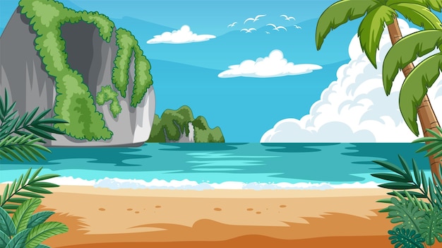 Ilustração vetorial do Paraíso da Praia Tropical