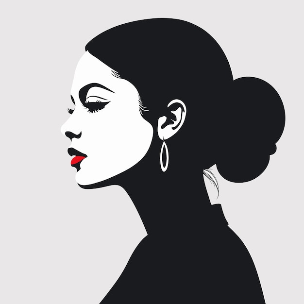 Ilustração vetorial do perfil da silhueta do rosto da mulher