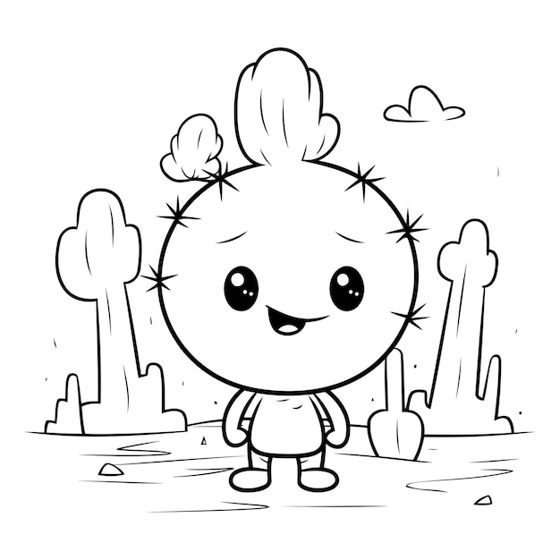 Vetor ilustração vetorial do personagem da mascote de desenho animado cute cactus