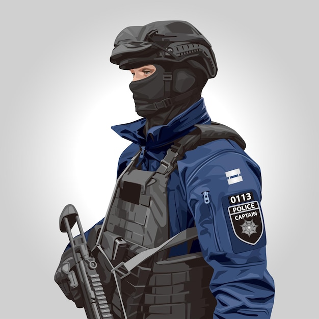 Ilustração vetorial do policial da SWAT
