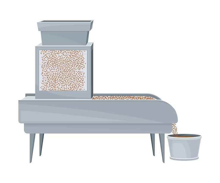 Vetor ilustração vetorial do processo de lavagem e limpeza de grãos de café