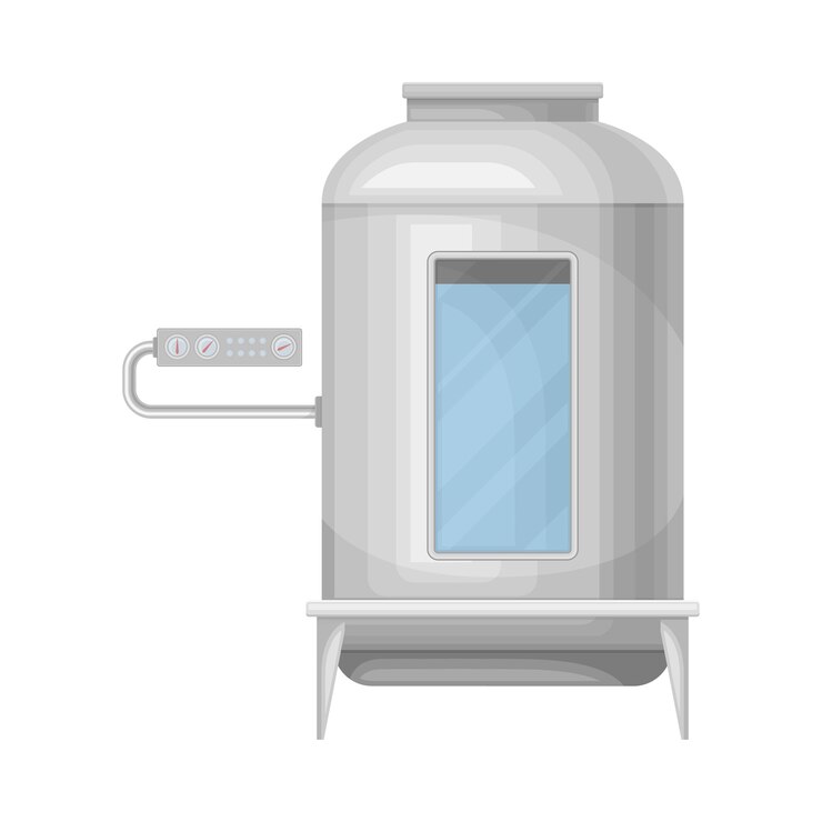 Vetor ilustração vetorial do processo de purificação ou tratamento de água potável em tanques metálicos