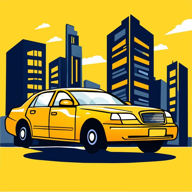 Vetor ilustração vetorial do serviço de táxi de transporte na cidade