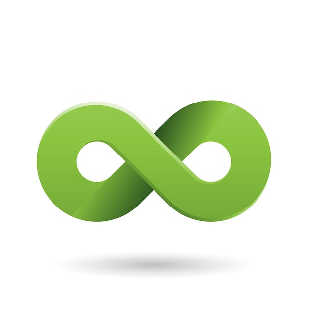 Ilustração vetorial do símbolo do infinito verde sombreado e grosso