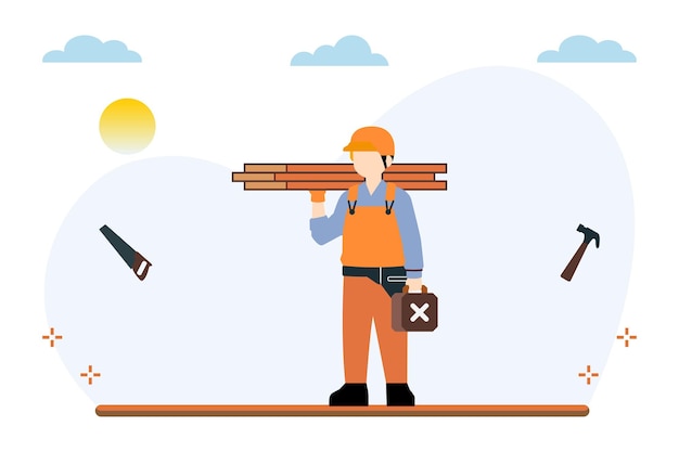 Ilustração vetorial do trabalhador pronto para o trabalho