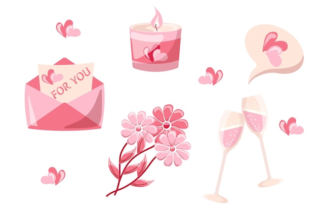 Ilustração vetorial em estilo de desenho animado ilustração moderna de moda para o dia dos namorados em cores rosa