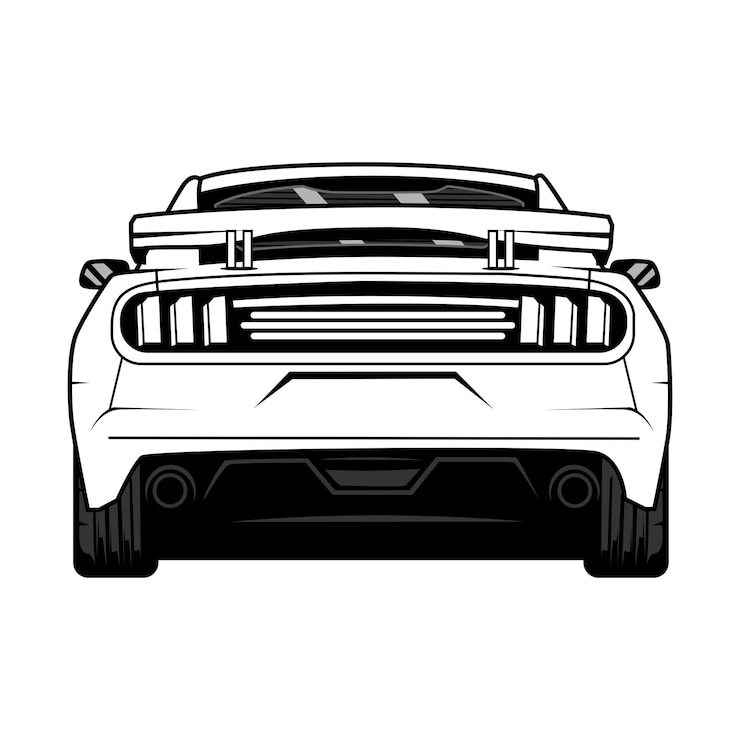 Vetor ilustração vetorial em preto e branco do muscle car americano