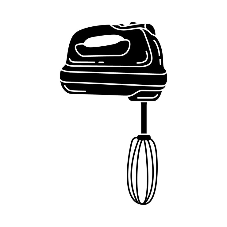 Vetor ilustração vetorial em preto e branco no misturador de cozinha estilo desenhado à mão