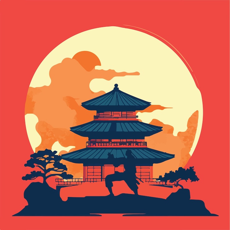 Vetor ilustração vetorial encantadora de uma ilustração vetorial de um dojo de artes marciais