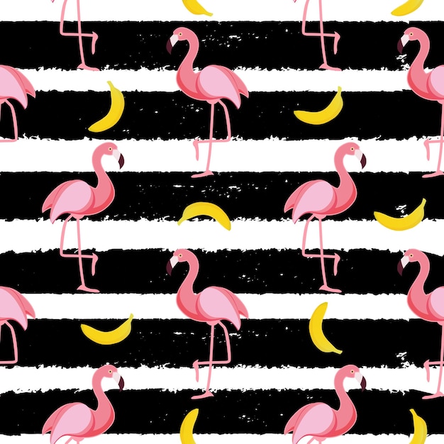 Ilustração vetorial eps10 de padrão fofo sem costura flamingo