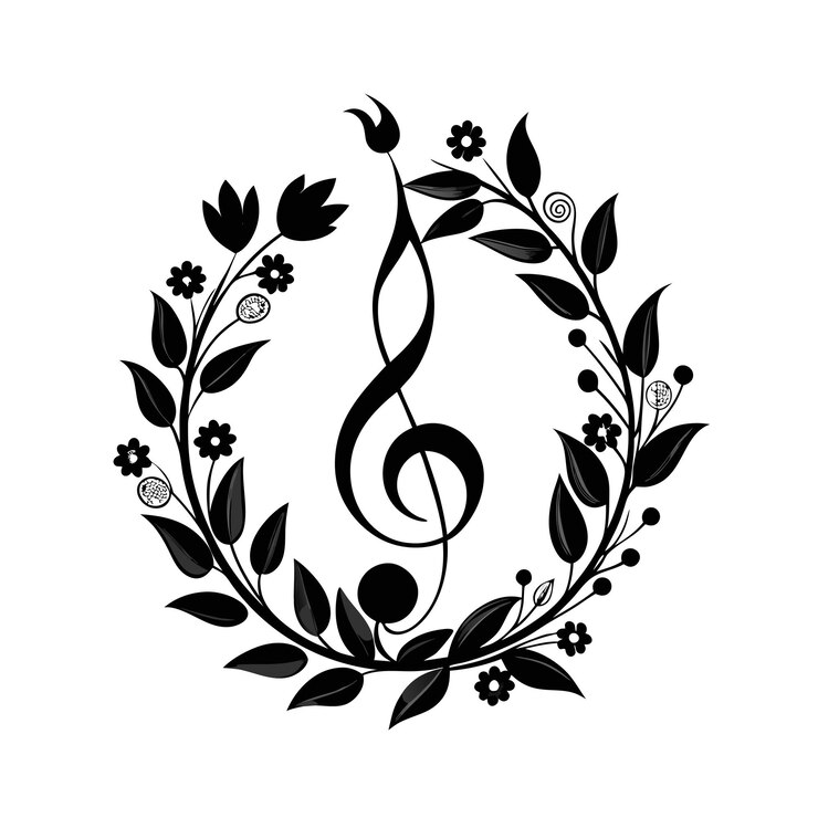 Vetor ilustração vetorial floral de silhueta preta com flor e planta isoladas em fundo branco