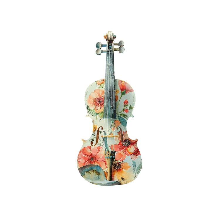 Vetor ilustração vetorial floral de violino em estilo aquarela