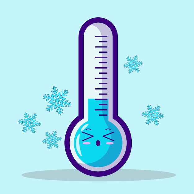 Vetor ilustração vetorial fofa de um termômetro frio