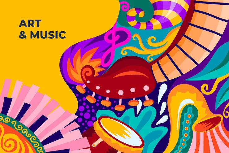 Vetor ilustração vetorial fundo de banner de cartaz de música colorido