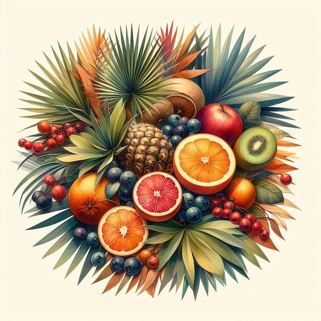 Vetor ilustração vetorial hiperrealista comida ainda padrão frutas cítricas tropicais frutas de limão uvas textura
