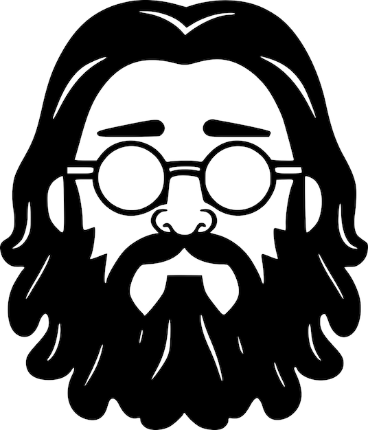 Vetor ilustração vetorial hippie em preto e branco