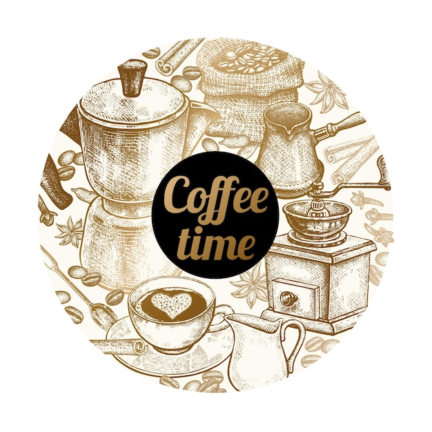 Ilustração vetorial hora do café