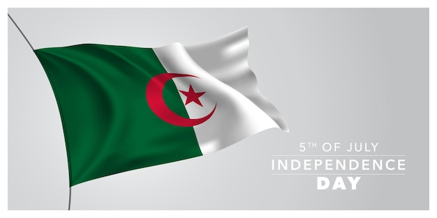 Ilustração vetorial horizontal de banner de cartão de saudação de feliz dia da independência da Argélia