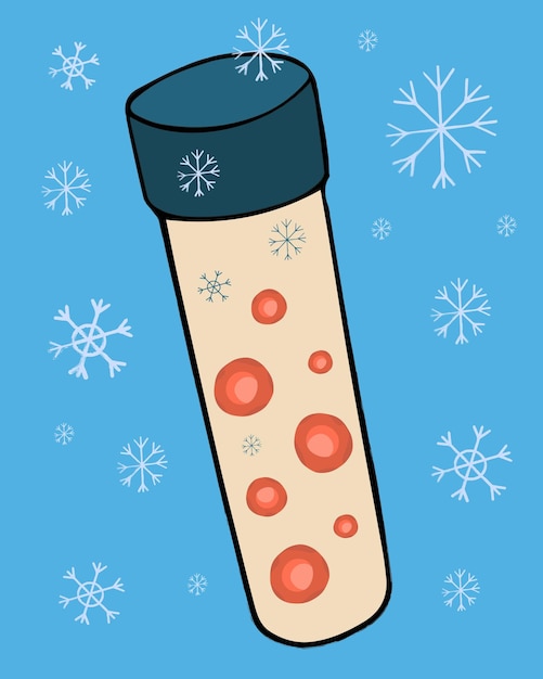 Ilustração vetorial isolada de células-tronco em um tubo de ensaio congelando células-tronco