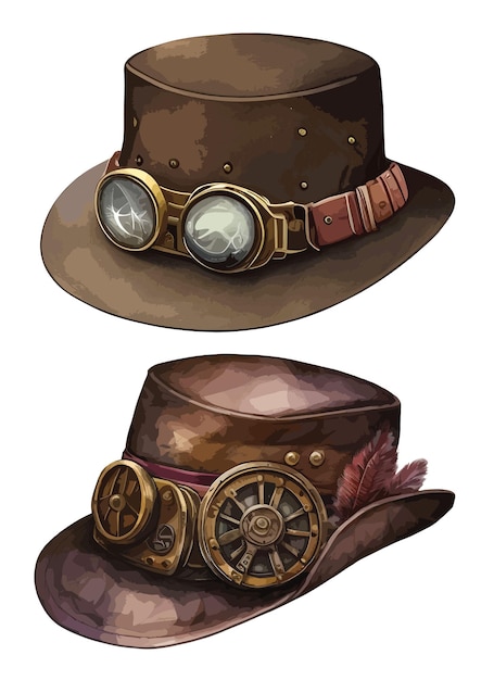 Ilustração vetorial isolada de clipart de chapéu steampunk