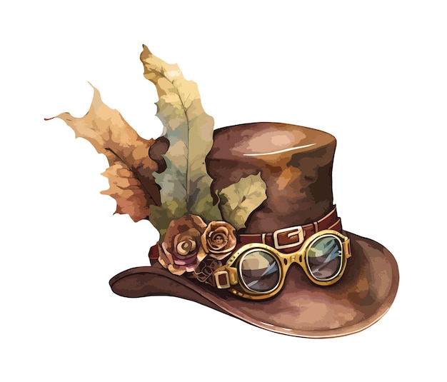 Ilustração vetorial isolada de clipart de chapéu steampunk