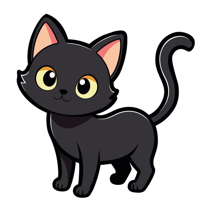 Vetor ilustração vetorial isolada de gatinho preto bonito