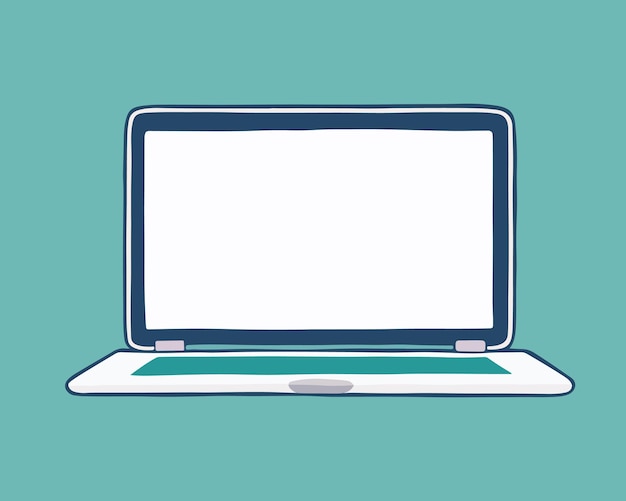 Ilustração vetorial isolada de laptop com fundo de tela branca em branco em um laptop