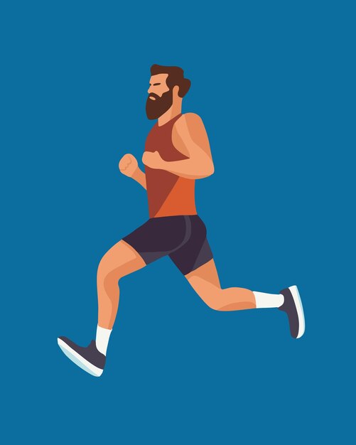 Vetor ilustração vetorial isolada de um homem correndo exercício