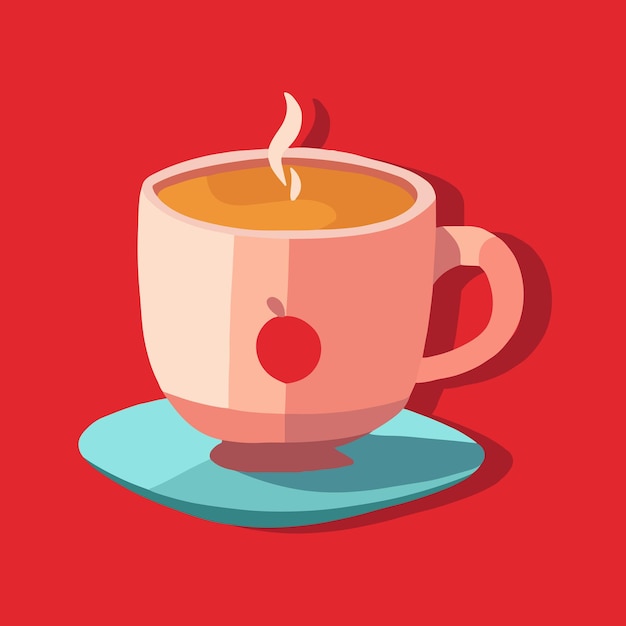 Ilustração vetorial isolada de uma xícara de bebida quente Uma xícara de chá Designação do café