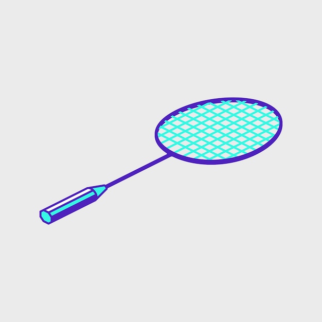 Ilustração vetorial isométrica de raquete de badminton