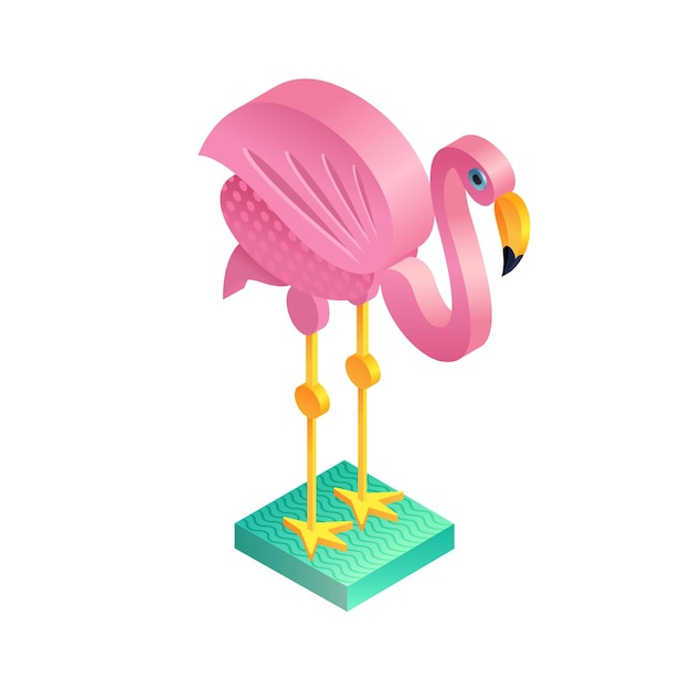 Vetor ilustração vetorial isométrica pássaro flamingo