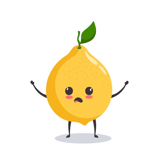 Ilustração vetorial kawaii limão assustado e chocado
