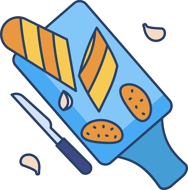 Ilustração vetorial linear de cores de alho-pão sólido