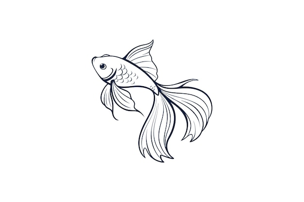 Ilustração vetorial livre de silhueta de peixe-dourado em fundo branco