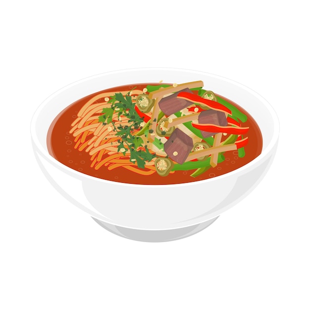 Ilustração vetorial Logo Clipart Laghman tradicional uigur em uma tigela