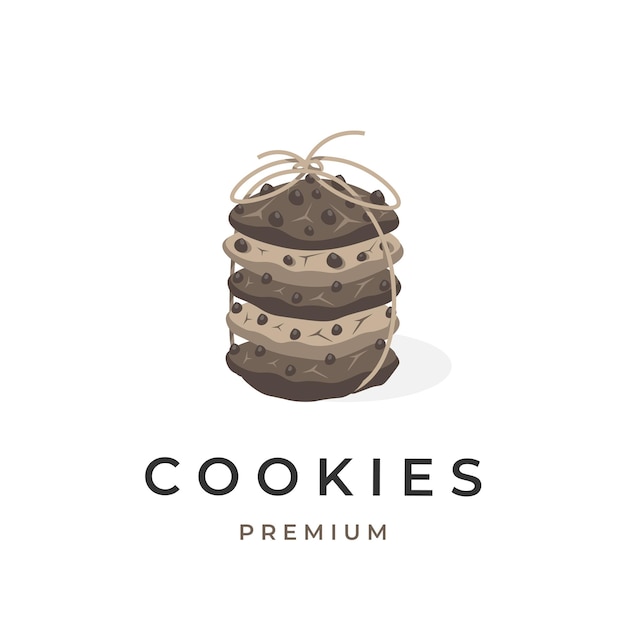 Ilustração vetorial logotipo de uma pilha de biscoitos de chocolate empacotados para um presente