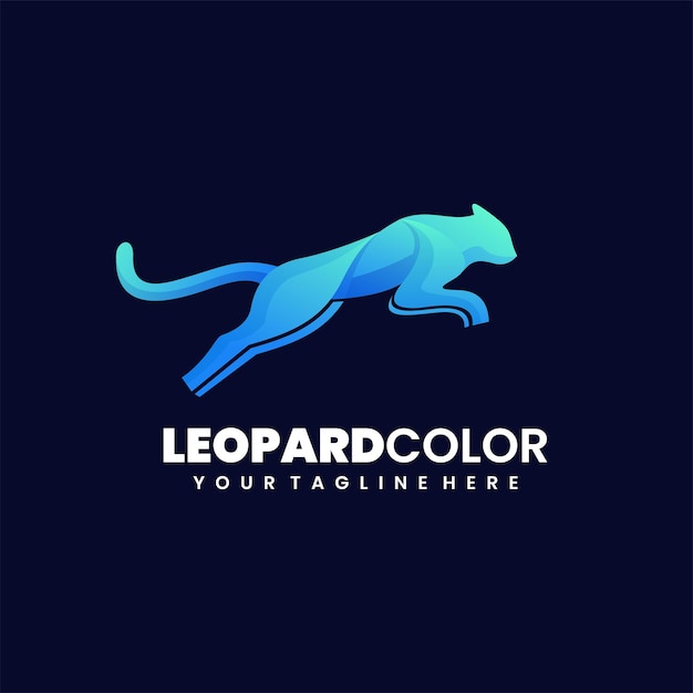 Ilustração vetorial logotipo leopardo cor gradiente colorido